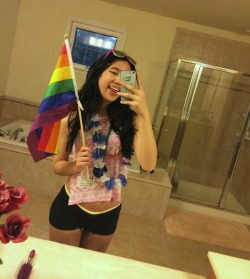 heart:  happy pride from chicago(this is an after pic from the parade &amp; i dont have a full mirror so yes i sat on the bathroom counter to show my socks)also im bi hey