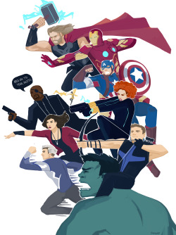 sirdef:  here’s my submission for the avengers fanart contest! i got it in ONE MINUTE under the deadline, but i think tumblr glitched cause it’s stuck on the submit screen still. alas. here it is for you guys, though.“hold on to your butts” is