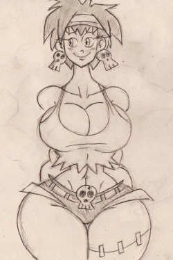 wappahofficialblog:    Some fanart of that hot ass frankenstein girl from Shantae. She’s so cute.I would colour it but…I hate to colour. I wish someone would do it for me.  