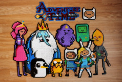 allpeoplescareme:  FINALLY FINISHED! My Adventure Time Hama bead collection :) Couldn’t include all the photo’s of individual pieces but they’re all in the top photo, of the whole gang :)  Please don’t remove the source, i’m very proud of these