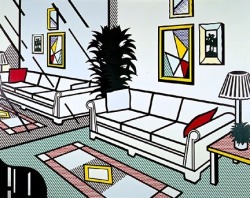 aestheticgoddess:  Interior with mirrored wall, Roy Lichtenstein, 1991 