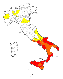 Incidence of organized crime&rsquo;s extortion by province in Italy