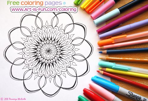 Geometric design pattern coloring pages printable
