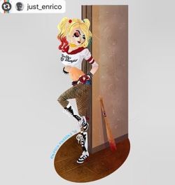 kristenhughey:  This is a doodle?!  Omg!!  Thanks so much, @just_enrico! 😍  #Reposting @just_enrico – A quick color doodle of Harley Quinn inspired by the beautiful @kristenhughey  Ps. The Suicide Squad movie it sucks #harleyquinn  #art #illustration