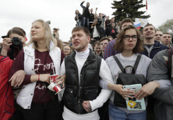 micdotcom:  Hundreds arrested in anti-Putin protests in MoscowThe Russian government rounded up hundreds of protesters on Monday amid anti-corruption demonstrations in cities across the country.Among those arrested was opposition leader Alexey Navalny,