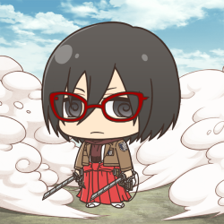 Design your own chimi chara for Shingeki no Kyojin!(These Mikasa &amp; Levi are mine :D)Mingeki now has some fun new activities for all SnK fans! To participate, sign up at the Mingeki.jp site (Click the yellow button to enter and this button on the