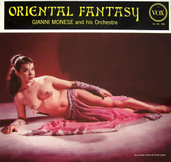burleskateer:  Nejla Ates appears on the cover of ‘ORIENTAL FANTASY’; a 50’s-era album cover.. Photographed by  -  Peter Basch 