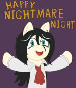 scraggly-guy:Just barely too late (at least where a live) for Halloween. But have a Halloween Florb I whipped up. She’s cosplaying trick or treating as Ib from the game of the same name. Happ Nightmare weenFlorb spends her Nightmare nights dressing