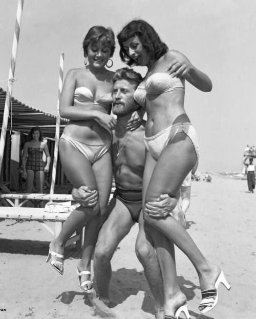 Kirk Douglas having some fun while in Italy Nudes &amp; Noises  
