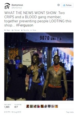 thebxb:  GANG MEMBERS are preventing people from looting the shop…. While POLICE OFFICERS are too busy shooting tear gas…..……… one more time. GANGGGG MEMBERSSSSSS are PREVENTINGGG people from STEALING while POLICE OFFICERS are wreaking HAVOC.