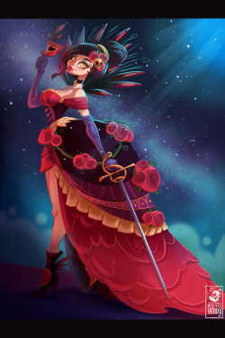 grimphantom2:   michel-verdu-art:   Hi Everyone! Here’s The Red Queen of the Carnival, mysterious, beatiful and deadly! Hope you like it! Cheers!   Bet someone torn that dress later =P   sexy~ &lt; |D’‘