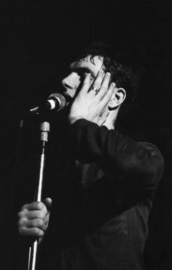vaticanrust:Ian Curtis on stage with Joy Division at The Factory in Manchester, 1979.