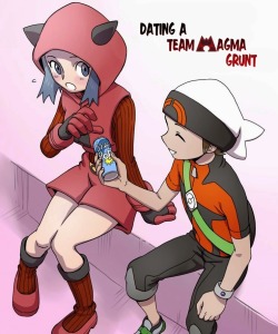 reasons-i-get-up:Dating a Team Magma Grunt (alt link - Bato.to)An adorable comic that takes place after Pokemon ORAS with a Team Magma Grunt entering a relationship with Brendan. While it is a love story (look at the title), it’s not overly romantic