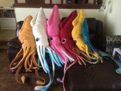 damnsebastianstan:  raihoe:  vambrace:  vambrace:  Hey there! So, you may have seen these body pillows around. You may have thought, “Wow, I sure want one of those.” Well good news! I take commissions for these cuddly lil nuggets! THE SQUIDS: Each