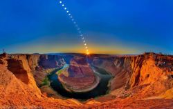 Going down (composite annular eclipse at Horseshoe Bend in Arizona by Clint Mellander)
