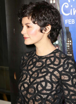 seeyournipples:  Audrey Tautou braless in a see through top. 