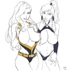 asamiandtoomanymuses:  mspaintan:  Asami and Korra in bikinis sort of for warmup. Started off as a life studies but then I’ve been seeing a lot of Korra and Asami on my dash lately so I got tempted. I saw this fan made swimsuit for Korra by k-y-h-u