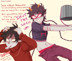     Anonymous: Have you ever drawn Meenah beating Kankri to death with a bucket    now I did