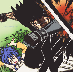 fairynakamatail:   It's hard looking for someone so small.  Gajeel and Levy: Requested by: tsuyoi