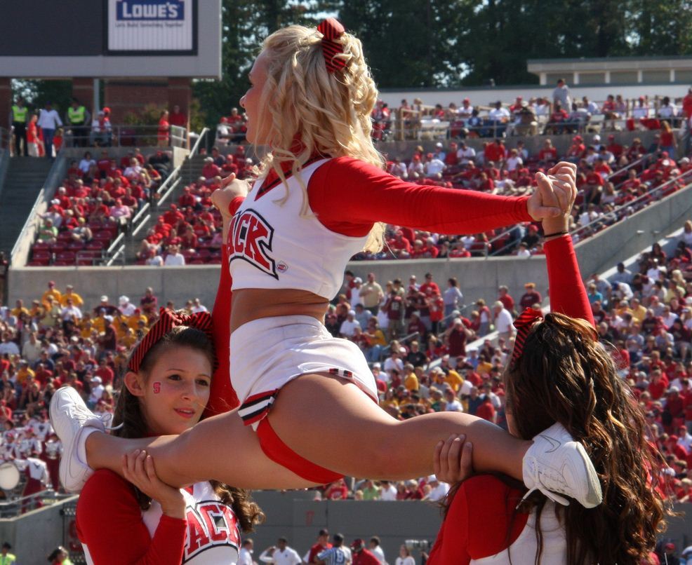 College cheerleaders upskirt close up