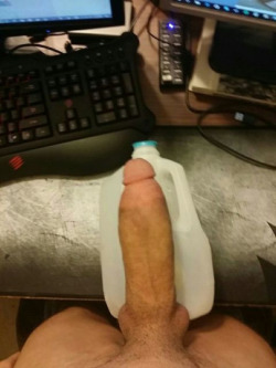 xtranerdy:  Already took a pic like this before, but i took it again cause i think my dicks getting bigger  FUCKING AWESOME COCK