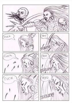 Kate Five vs Symbiote comic Page 199 by cyberkitten01   Kate is pissed!First panel is Kate separating Red&rsquo;s jaw from his head! The rest is too graphic to show  