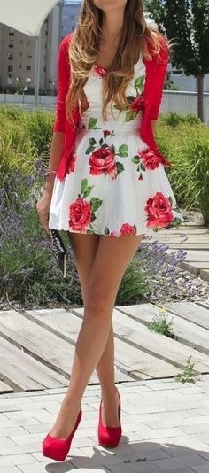Casual red summer dress