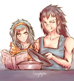 eruzayne:  Levy: “Gajeel, that’s our last pan” Gajeel: “it was also the tastiest” Levy: “…this isn’t going to work out…”Gajeel and Levy Cooking as requested by partyanimal167 and iron-x-script