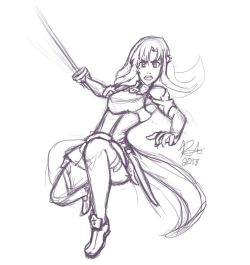 She&rsquo;s in the air&hellip; so maybe i&rsquo;ll rotate it or something&hellip;.  Anyway, I&rsquo;m looking forward to Sword Art Online Extra edition in a couple days, I&rsquo;ll try doing some  more sketches tomorrow. or something&hellip; idk