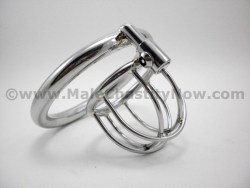 malechastitynow:A Contender made specifically for a short penis has only one cage ring, instead of the traditional two cage rings, in order to provide better coverage of the glans.
