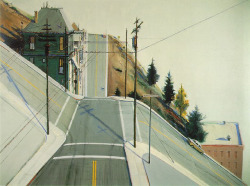 ohzephyr:  Wayne Thiebaud, 24th Street Intersection, 1977i am so fond of this whole series of San Francisco city scapes. especially this one. they make my eyes want to jump up and down and my heart goes “aaahhhh.” 