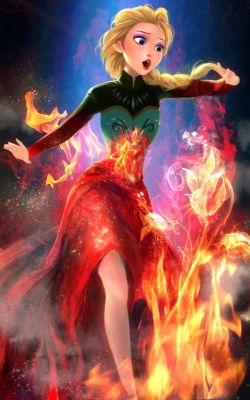 worthmeltingforelsa:  youngjusticer:  &ldquo;Let it burn.&rdquo; Queen of the Flame, by Rika Chan.  Oh my goodness… This is so perfect :3   Beautiful fire and ice