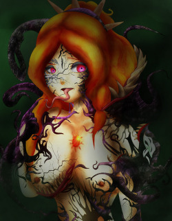 well this came up from a chat with my buddy @sllvertrash and a post on the @mlpnightmarewar blog, i came out with this.Adagio Dazzle+Venom symbiote=Hot nightmare  More excellent art from @gabriel-strange