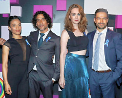 faenies:  Actors Freema Agyeman, Naveen Andrews, Jamie Clayton and Alfonso Herrera from Sense8 attend the 2017 Village Voice Pride Awards at Capitale on June 21, 2017 in New York City