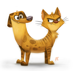 cryptid-creations:  Day 525. CatDog by Cryptid-Creations HOW DO YOU EVEN POOP??! 