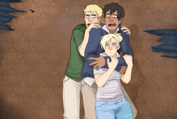 erenyeagerbomb:  mmore haunted house picture things reiner wanted to go and bertholdt just was like ‘ok. ill go if you go. i guess…’ annie doesnt want to go at all. she thinks its boring. reiner says he bets the REAL reason is that shes too scared,
