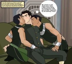 johncableyaoi:  Beifong twins, Wei and Wing, with Mako. Legend of Korra.