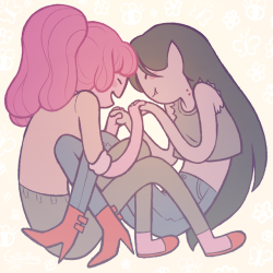 gilwing: butterflies and bees~~ RIP Adventure Time, ty for finally giving the OG cartoon wlw icons the kiss they deserved 🙏 
