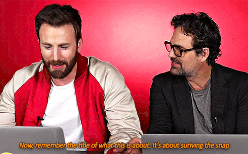 capchrisevaans:  Chris Evans and Mark Ruffalo Try To Survive Thanos’ Snap
