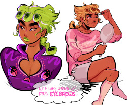 tenkko:  i have a headcanon that giorno has big brows like his dads but tweezes and waxes them away R.I.P. 