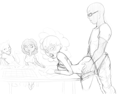 slashysmiley:  Some more sketches from the camp setting, one of Nerd girls DnD games, some counselors and another camper 