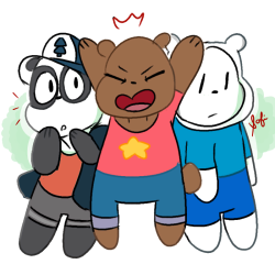 blithe-hollows:  grizz, panda and icebear as the almighy trio as requested by corgibuns during the stream!! nobody knows their url. it is a mystery 