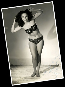 Mitzi Doré            aka. “The I Don’t Care Girl”..Vintage 50’s-era promo photo personalized: “To Frank — With love, always yours — Mitzi Doré ”..
