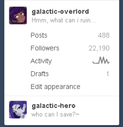 galactic-overlord:I’m like totally not the type to post things like follower count or anything but if this is “the end” i wouldlike to break that streak. I want to thank the 22kwho followed me since ‘12 when i first started this wildride that