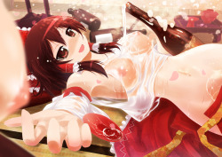 lewd-lounge:  Reimu Hakurei set requeted by anonymous All art is souced via caption 