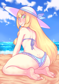 nyxondyx: Patron print(s) of Lille at the beach (please don’t look at her butt). Patreon 
