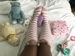 onelittlekingdom:  teeny tiny space princess August 8, 2018 Good morning to you our little friend! I do have such a fondness for the knee high socks, and those are just sublimely little and piles of cute. I do believe that our dear Pip also has a very