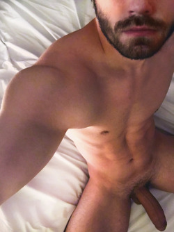 uncensoredpleasure:  “Hey cuck, how’s that business trip going? I just woke up in your bed and I’m going to pump my morning load right in your boy’s ass….”