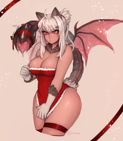 fiship:Christmas Monster Lady, I had a lot of fun working on this design. NSFW will be on patreon! 