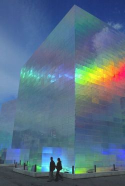 sisterwolf:  Holographic Cube Building by Hiro Yamagata
